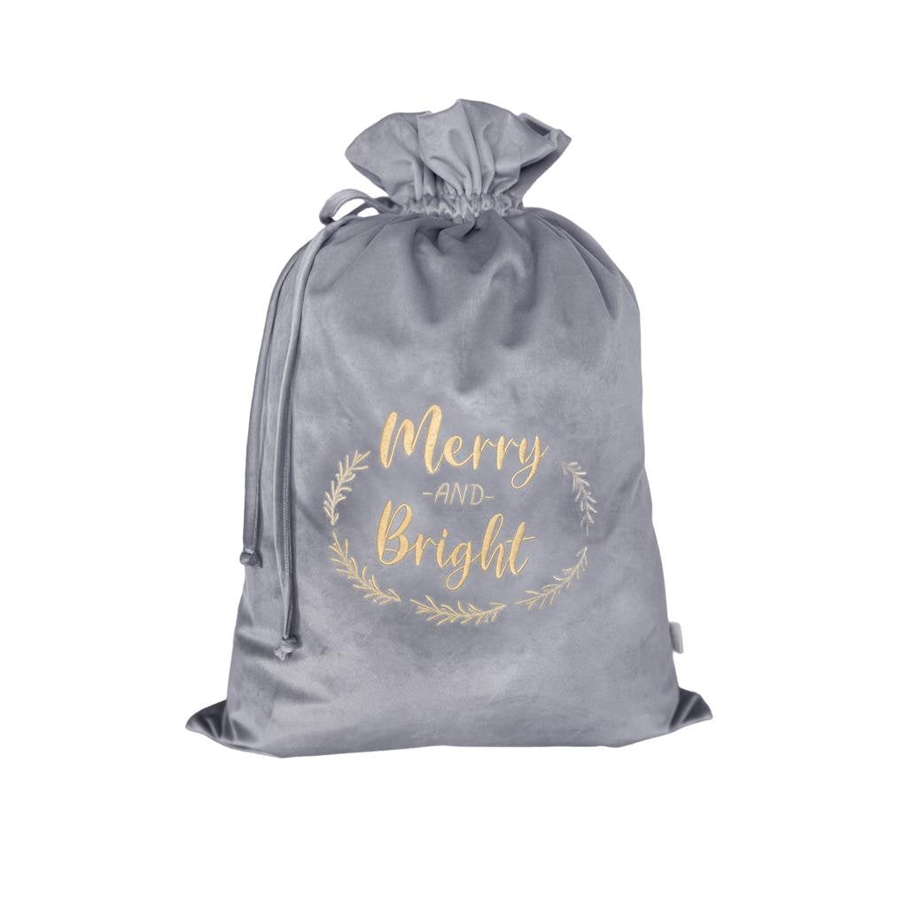 Personalised Silver Velvet Christmas Bag