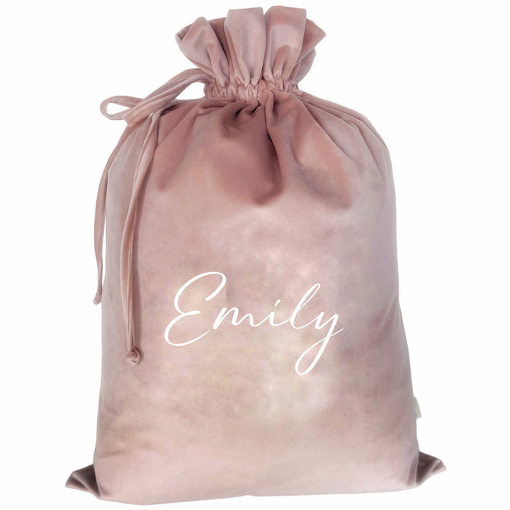 Personalised Signature Velvet Christmas Sack - Powder Pink