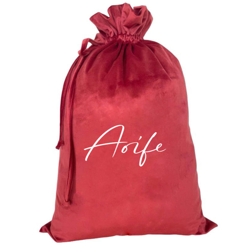 Personalised Signature Velvet Christmas Sack - Red