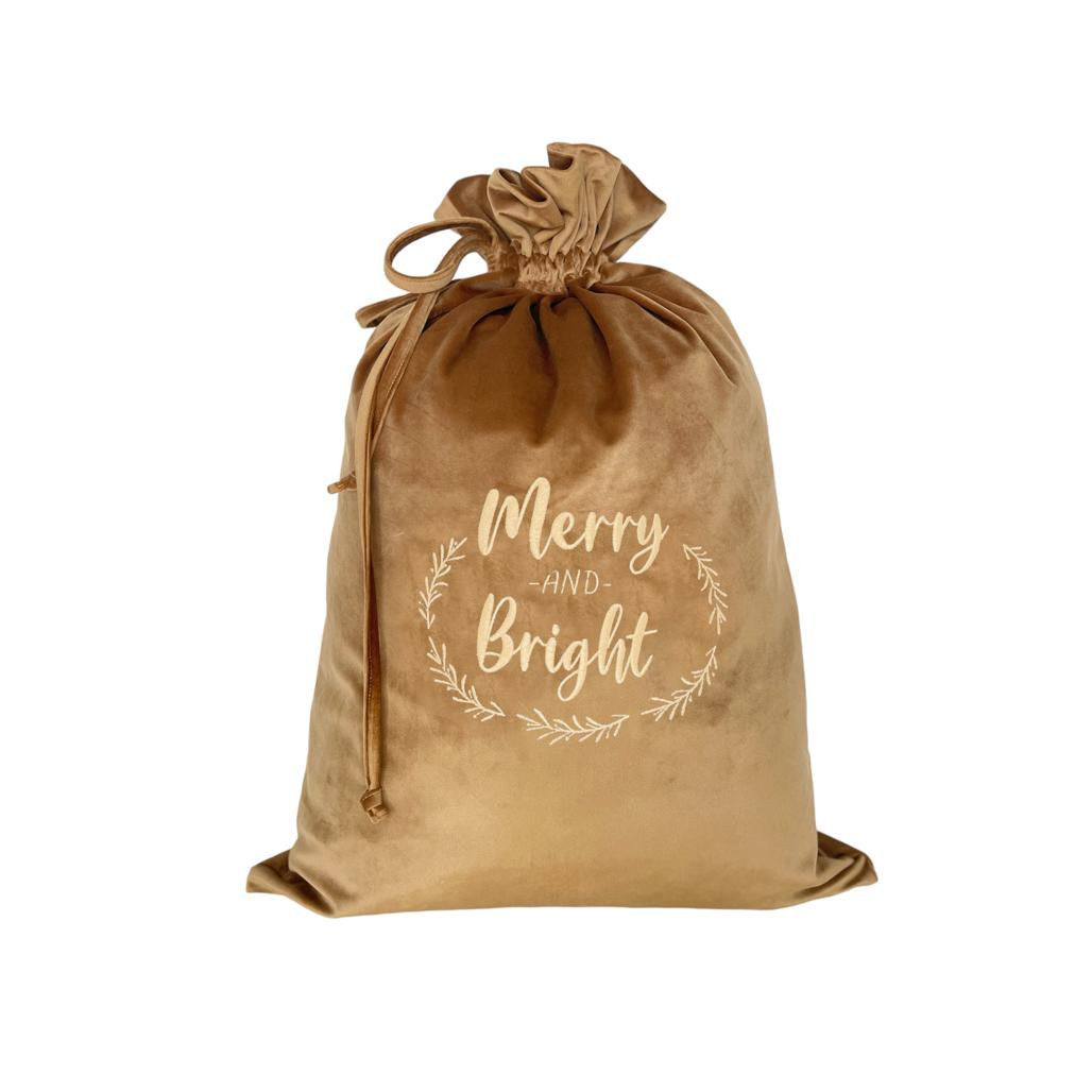 Personalised Bronze Velvet Christmas Bag