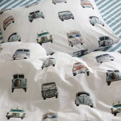 Vintage Cars Light Grey Bedding Set - Single