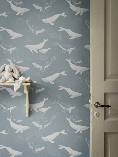 Borastapeter Wallpaper - Whales Blue