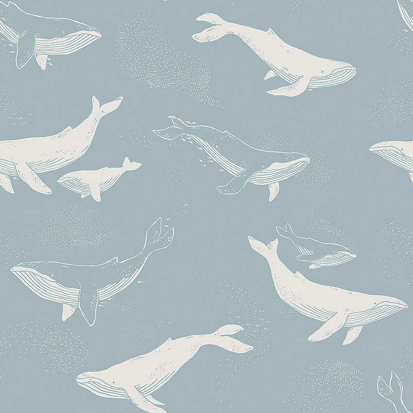 Borastapeter Wallpaper - Whales Blue