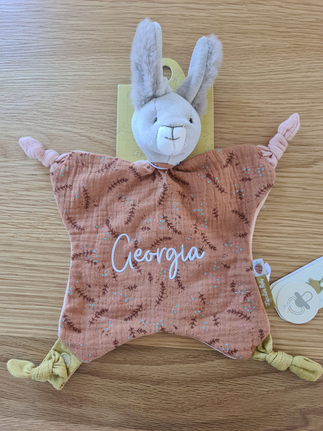 Moulin Roty Personalised Clay Rabbit Comforter