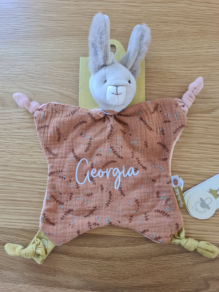 Moulin Roty Personalised Clay Rabbit Comforter