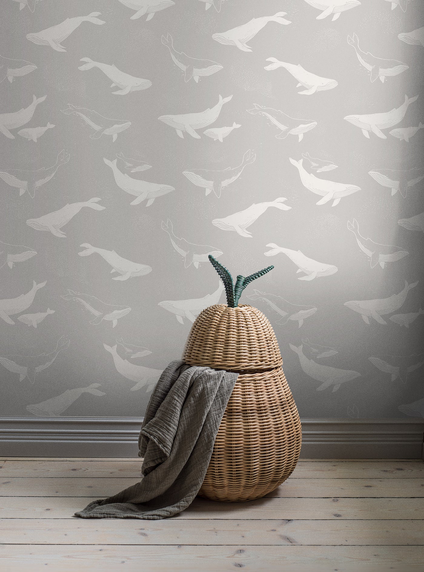 Borastapeter Wallpaper - Whales Grey