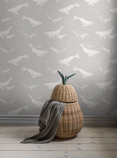 Borastapeter Wallpaper - Whales Grey