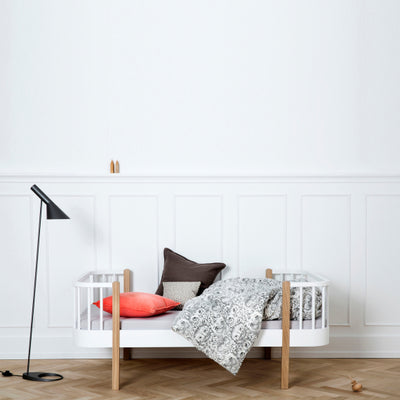 Oliver Furniture Wood Junior Bed (90x160 / 200cm) - White/Oak
