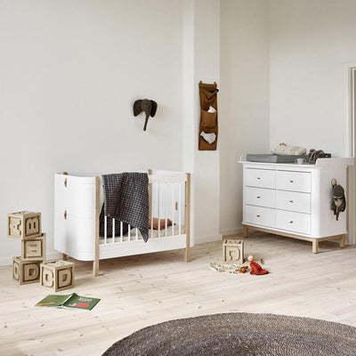 Oliver Furniture Wood Mini+ Cot Bed (0-9yrs) - White/Oak