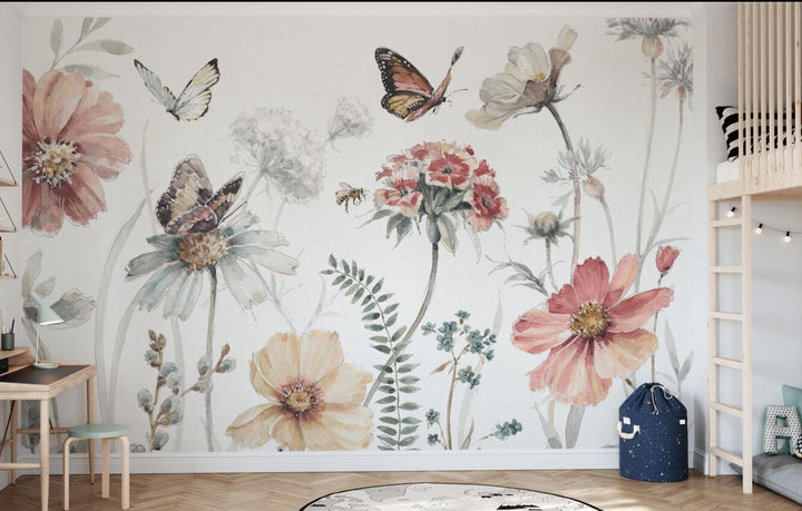 Benutzerdefinierte Wandbild für Kinder - Wilde Blumen