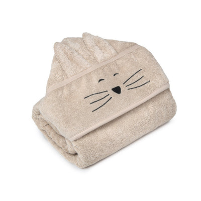 Large Cat Bamboo Kids Bath Towel - Beige