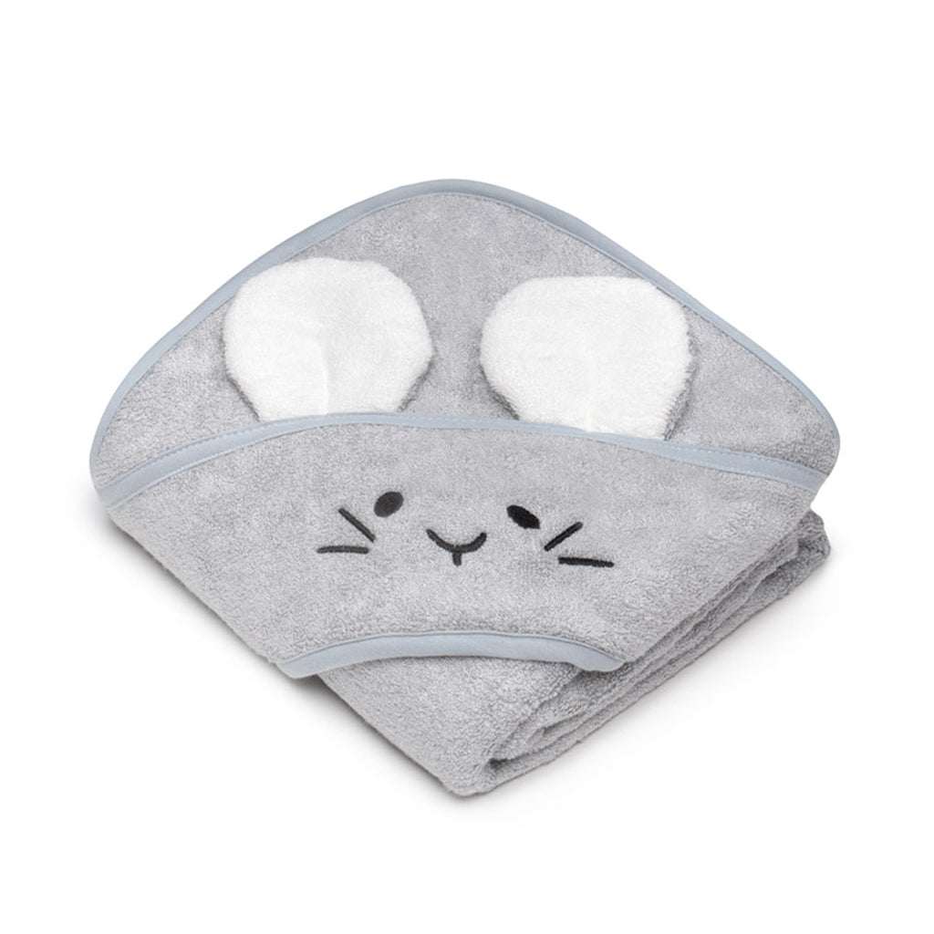 Mouse Bamboo Baby Bath Towel - Light Grey