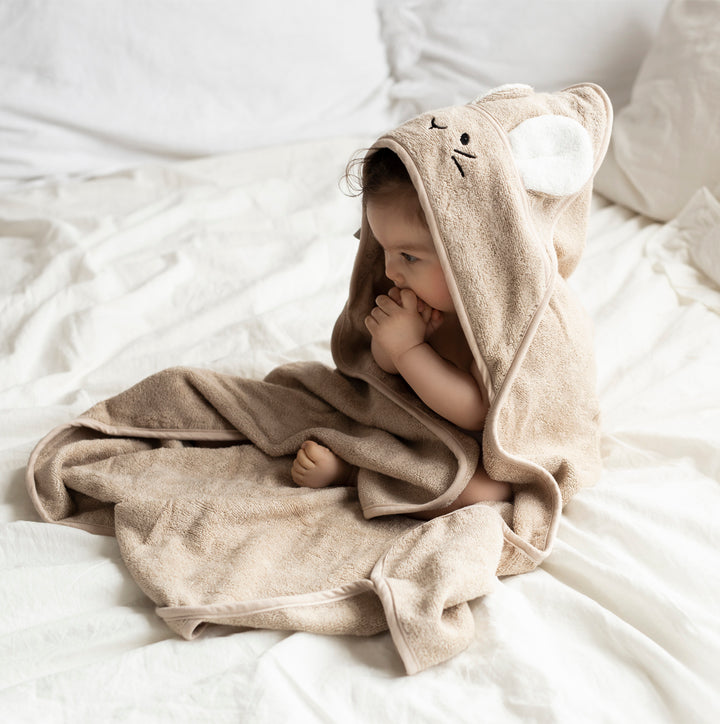 Mouse Bamboo Baby Badetuch - Hellgrau