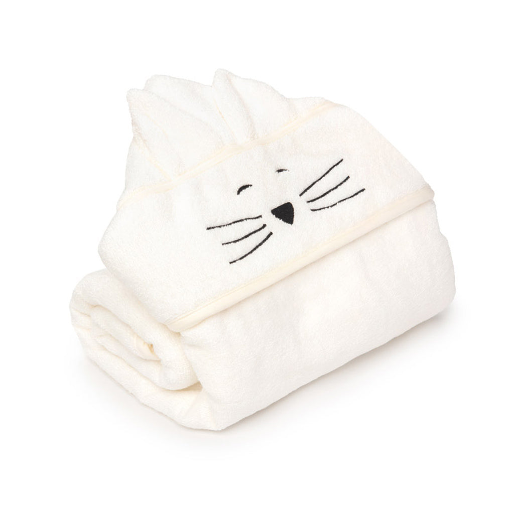 Large Cat Bamboo Kids Bath Towel - Cream