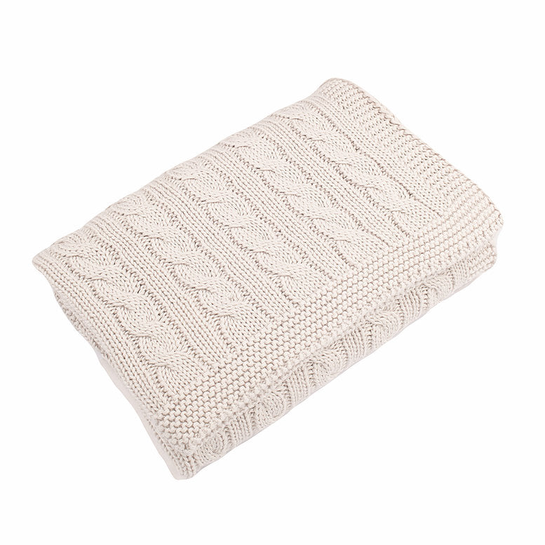 Couverture pour bébé en coton tricoté torsadé - Gris arctique