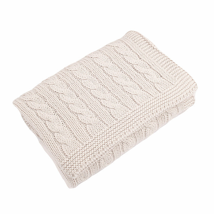 Couverture pour bébé en coton tricoté torsadé - Gris arctique
