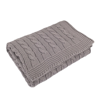 Cable Knit Cotton Baby Blanket - Hound Grey