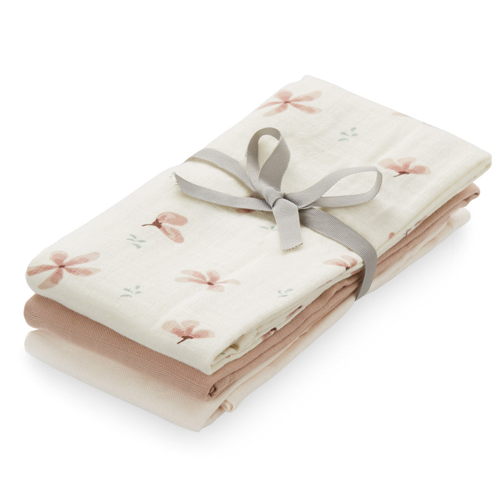 Cam Cam Organic Muslin Cloths 3 Pack - Windflower, Dusty Rose, Powder