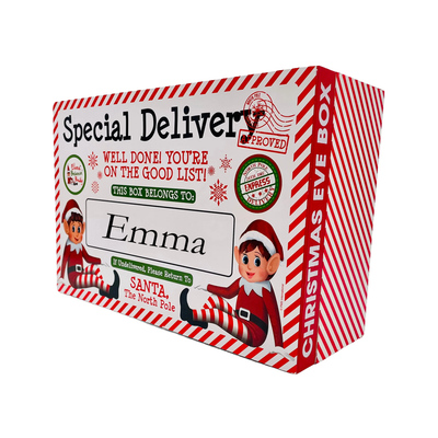 Personalised Christmas Eve Elves Wooden Treat Box