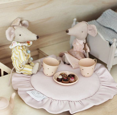 Mini Doll House Playmat With Ruffles - Powder Pink
