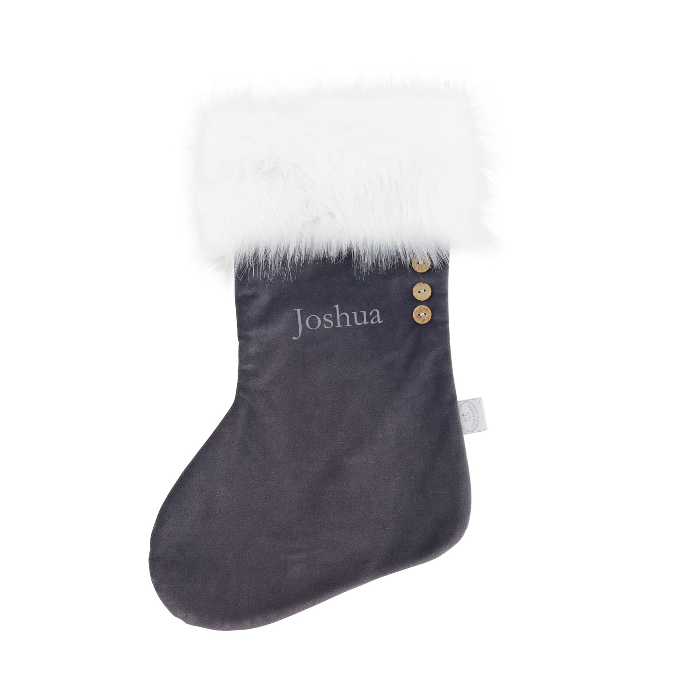 Personalised Velvet Christmas Stocking - Graphite/White
