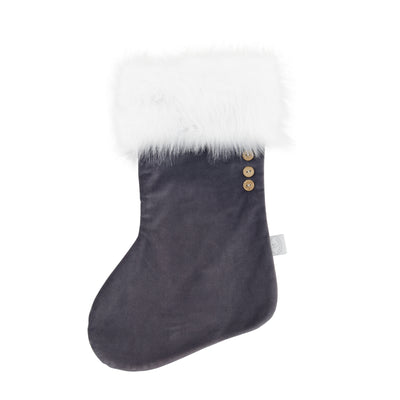 Personalised Velvet Christmas Stocking - Graphite/White