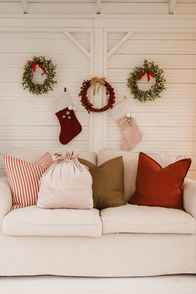 Personalised Luxurious Velvet Christmas Sack - Powder Pink