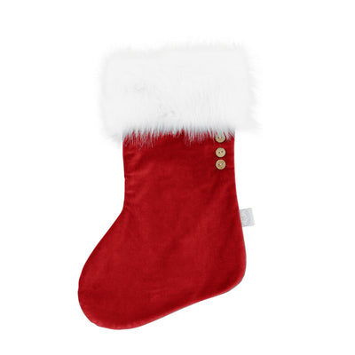 Personalised Velvet Christmas Stocking - Red/White