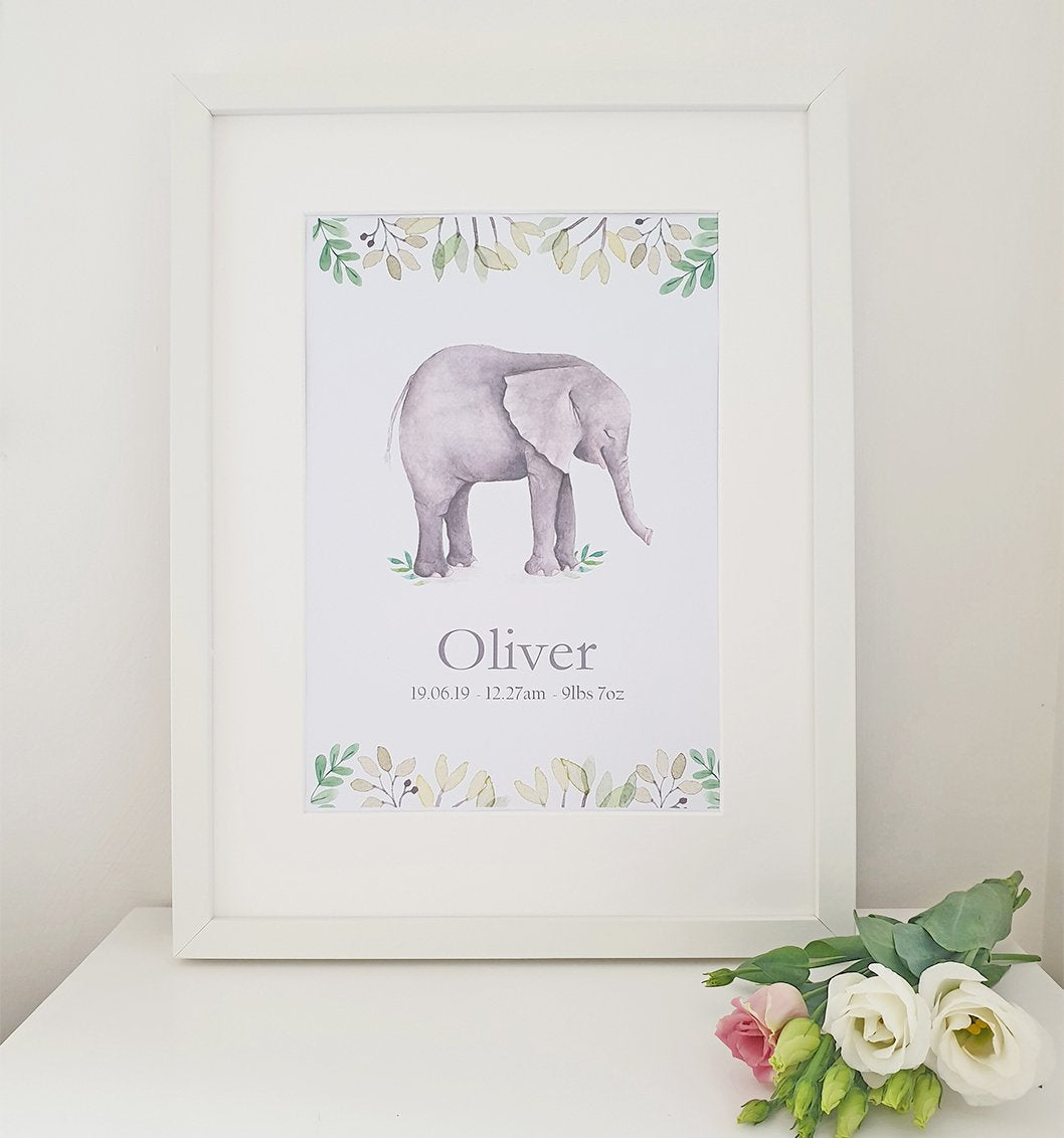 Cherish Me Baby Elephant Personalised Print - Boy | Girl
