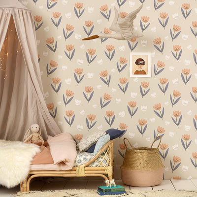 Hibou Home Fleur Peach Wallpaper