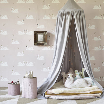Hibou Home Swan Pale Rose Wallpaper