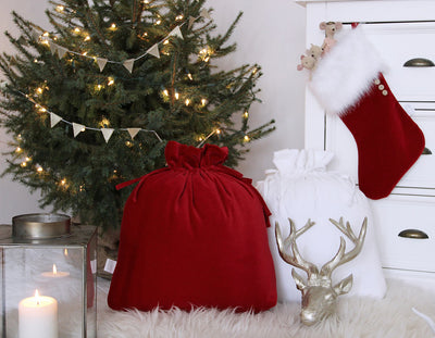 Personalised Luxurious Velvet Christmas Sack - Red