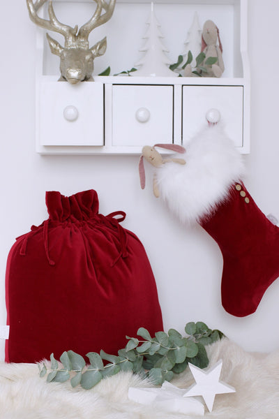 Personalised Luxurious Velvet Christmas Sack - Red