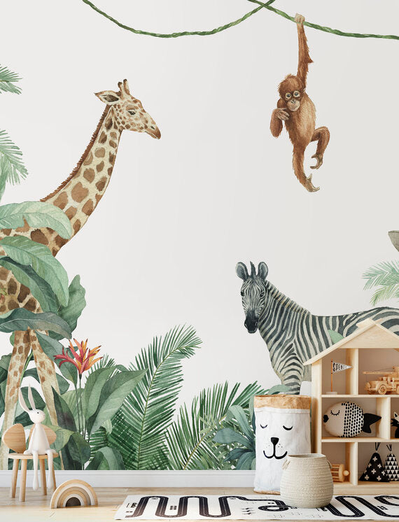 Kids Custom Wall Mural - Friends Of the Jungle