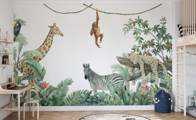 Kids Custom Wall Mural - Friends Of the Jungle