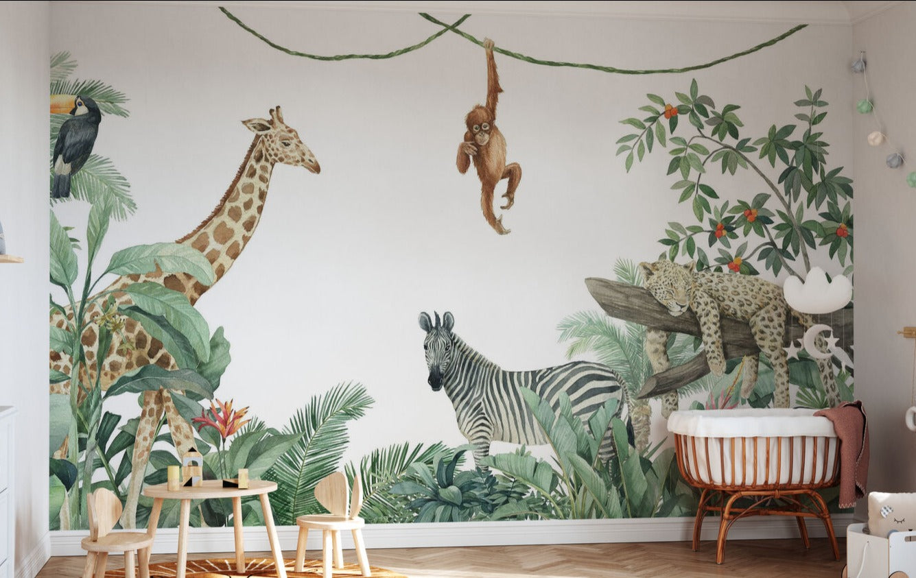 Kids Custom Wall Mural - Friends Of the Jungle