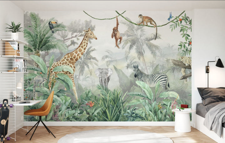 Benutzerdefiniertes Wandbild für Kinder - Tief im Dschungel