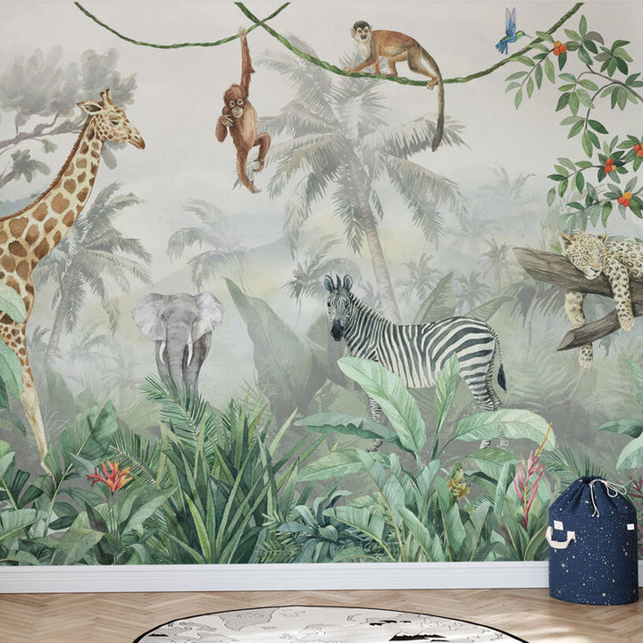 Benutzerdefiniertes Wandbild für Kinder - Tief im Dschungel