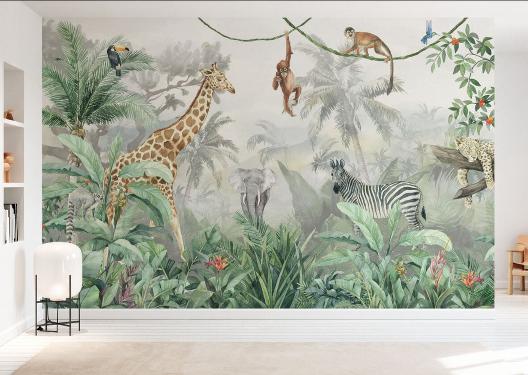 Benutzerdefiniertes Wandbild für Kinder - Tief im Dschungel
