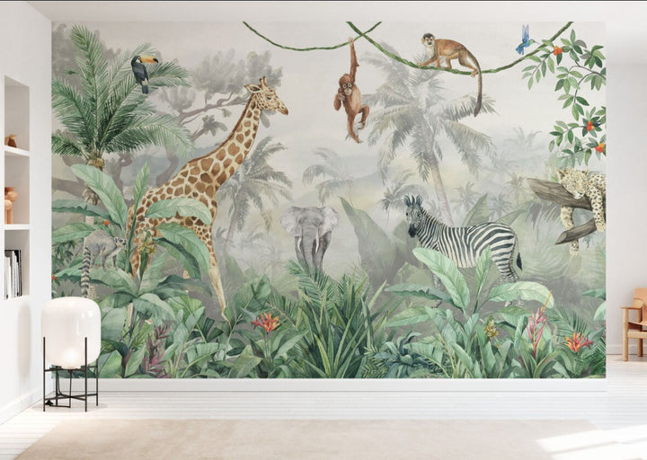 Benutzerdefiniertes Wandbild für Kinder - Tief im Dschungel
