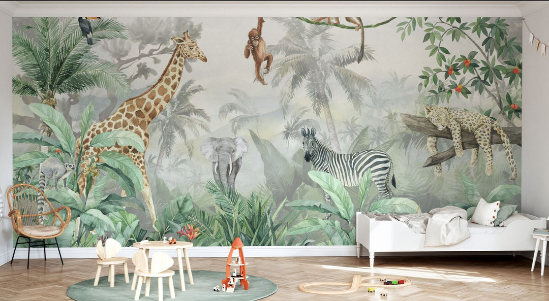 Benutzerdefiniertes Wandbild für Kinder - Tief im Dschungel