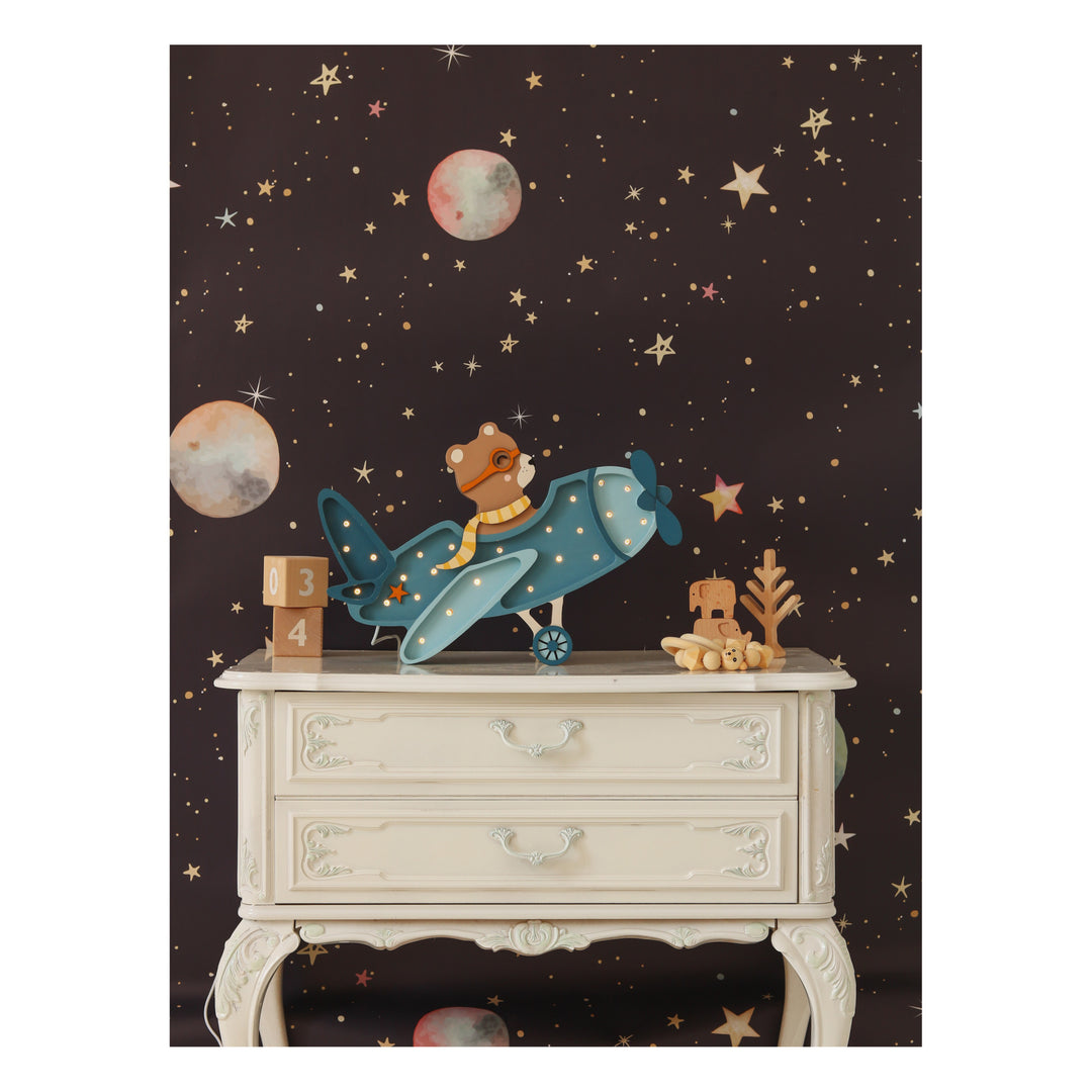 Ours en peluche Little Lights Pilot | Bleu denim