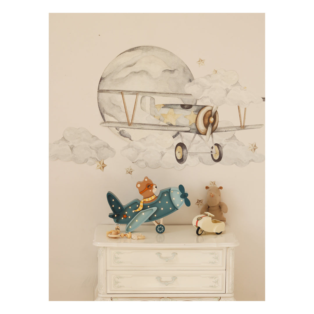 Ours en peluche Little Lights Pilot | Bleu denim
