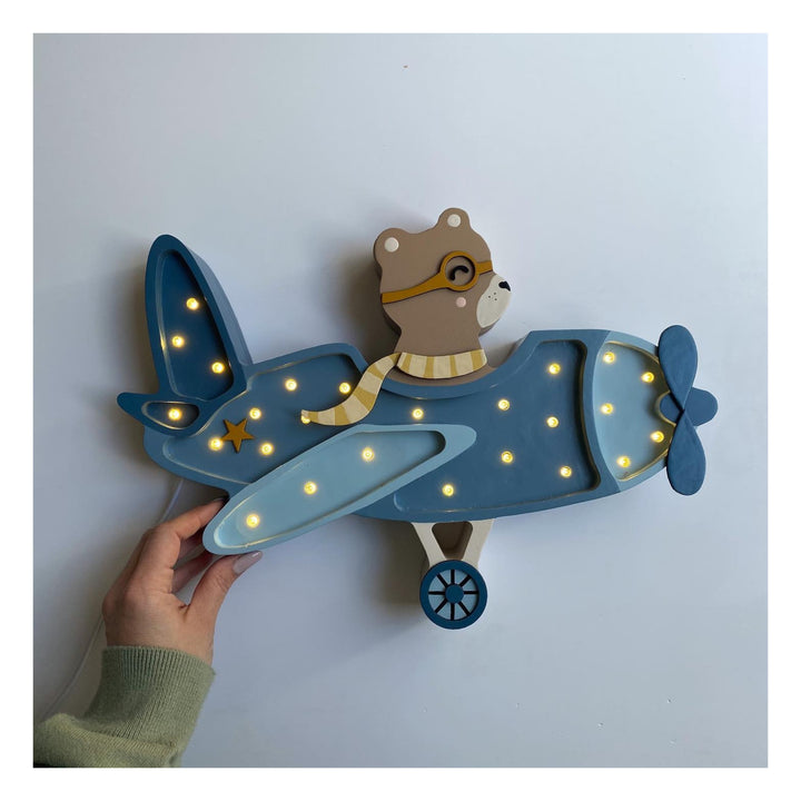 Ours en peluche Little Lights Pilot | Bleu denim