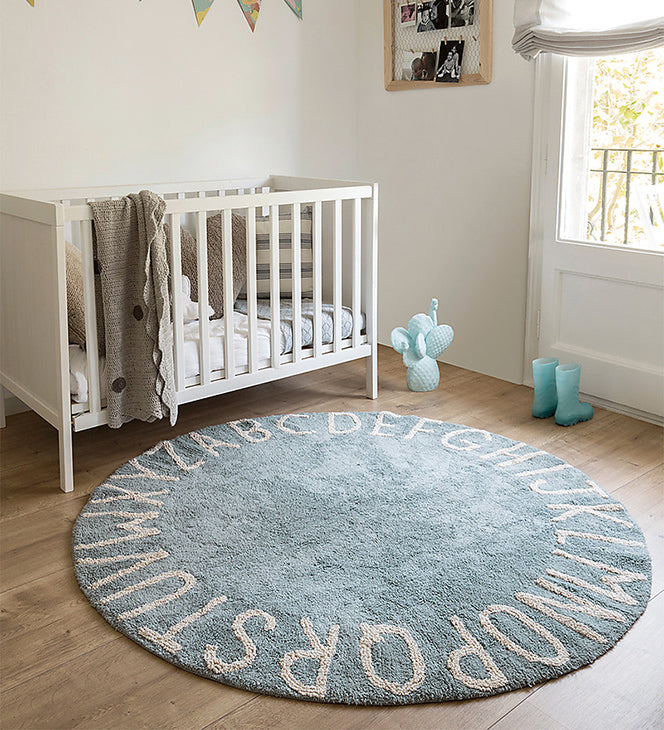 Tapis lavable en machine Lorena Canals - ABC Bleu/Naturel