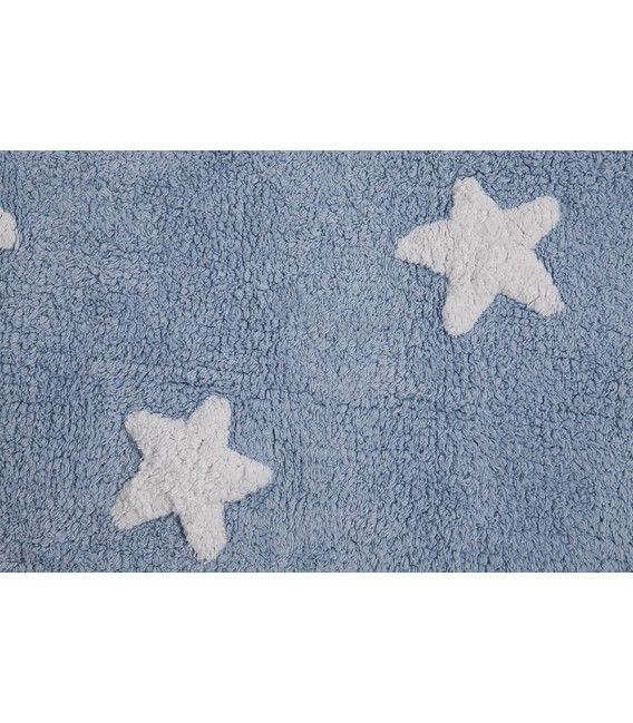 Tapis lavable en machine Lorena Canals - Étoiles Bleu/Blanc