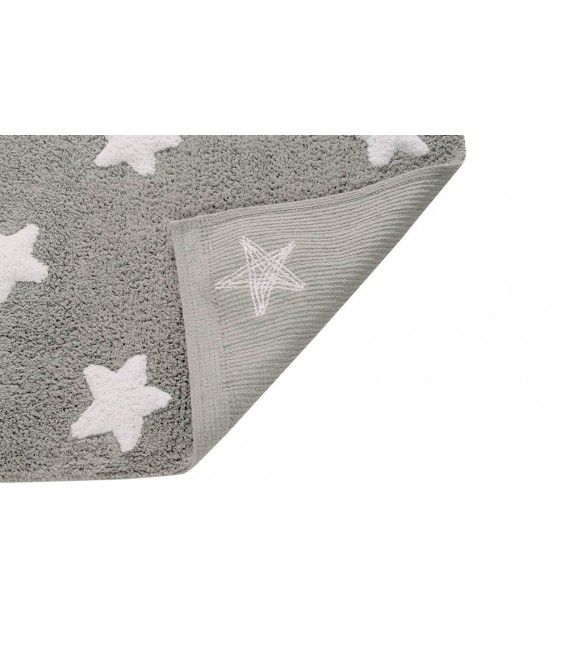 Maschinenwaschbarer Teppich von Lorena Canals – Sterne, Grau/Weiß