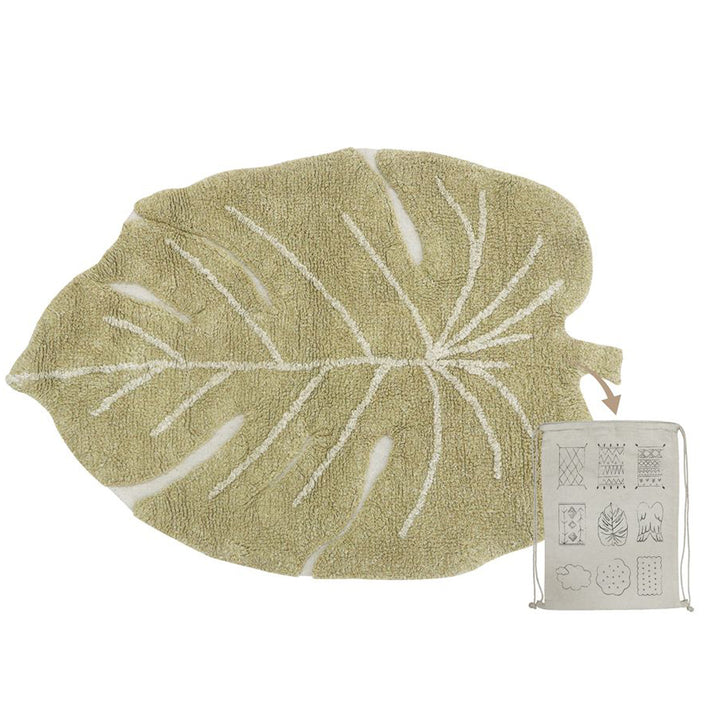 Tapis lavable en machine Lorena Canals - Mini feuille de Monstera Olive