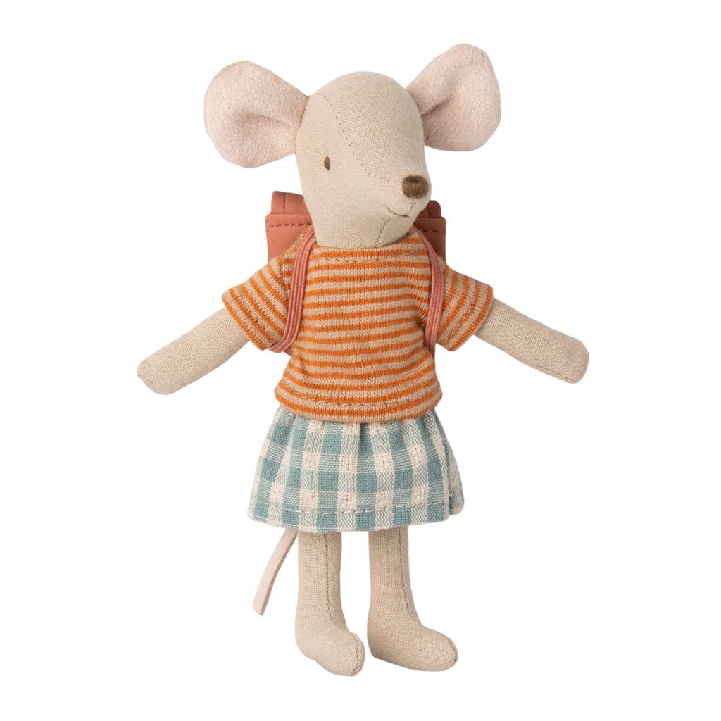 Maileg Tricycle Big Sister Mouse With Bag - Old Rose