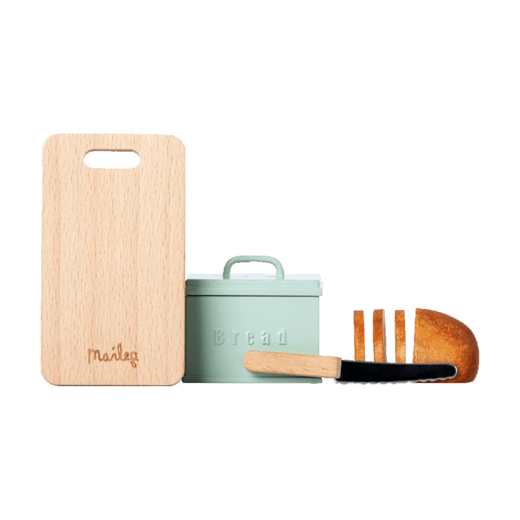 Maileg Miniature Bread Box with Cutting Board, Bread & Knife